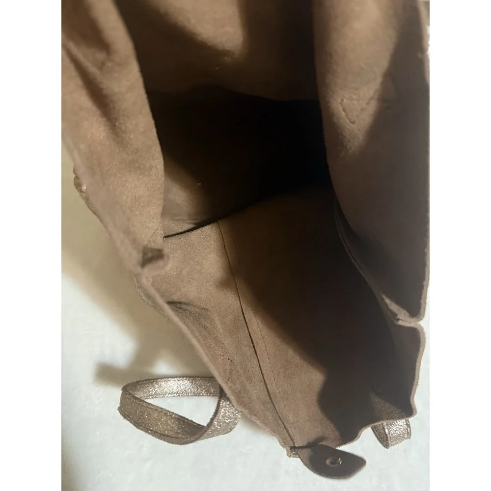 NOATD Metallic Bronze Tote Bag Gold Hardware Magnetic‎ Double Handles Rectangle